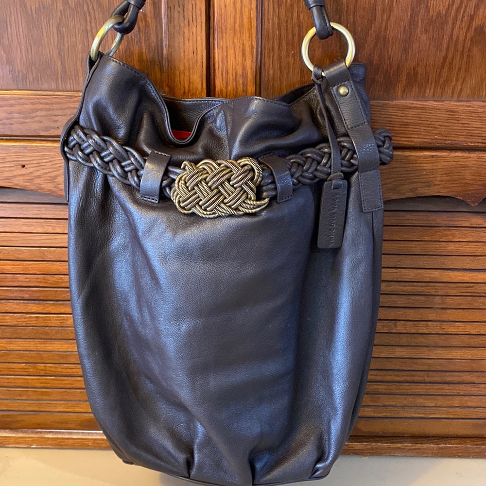 Genuine Leather Brown/Black Handbag